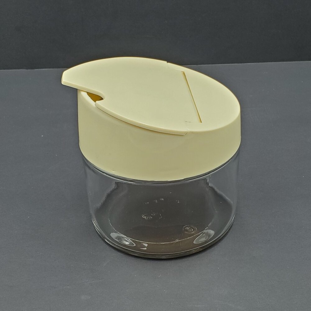 Gemco Sugar Bowl Glass Sugar Dispenser Sandstone Beige Plastic Lid